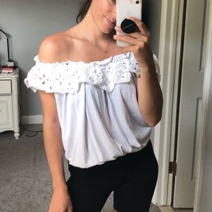 John Paul Richard Eyelet Off the Shoulder Top